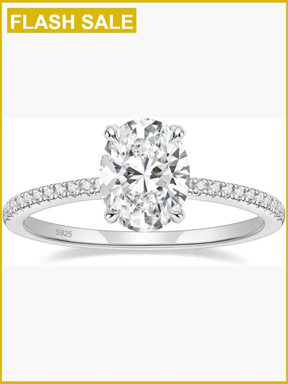 1/2/3/4.5CT Oval CZ Wedding Promise Ring Sterling Silver S925 Size 3-11